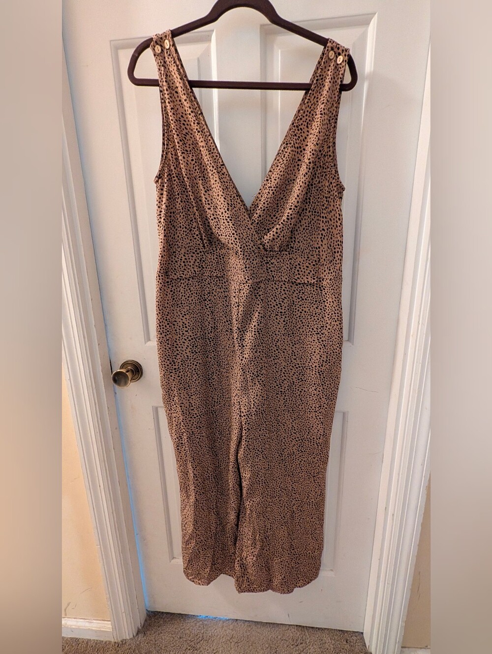 ILLA ILLA Brown Printed Sleeveless V-Neck Jumpsuit